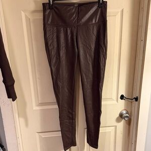 Time and Tru Dark Brown Faux Leather Leggings